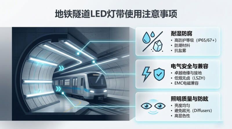 地铁隧道内使用LED灯带需要注意什么?安全与选型指南